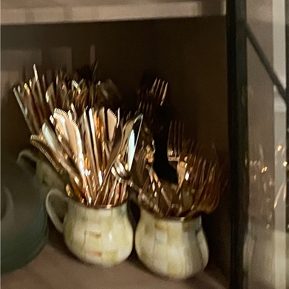 MacKenzie-Childs Checkered and Green Glassware Set